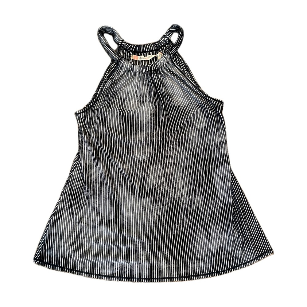 Chelsea & Violet Faded Tie Dye Navy and White Stripe Halter Top Size XS